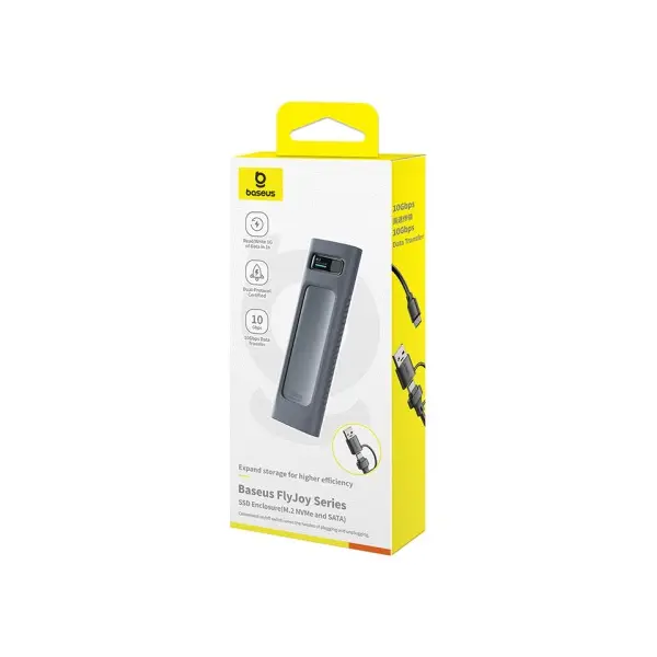 КОРПУС BASEUS ДЛЯ SSD FLYJOY SERIES SSD ENCLOSURE ДЛЯ (M.2 NVME AND SATA), СІРИЙ B00760600811-02