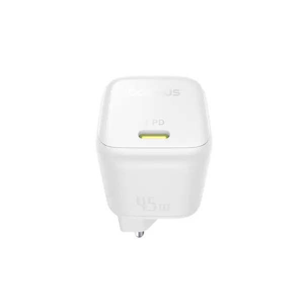 МЕРЕЖЕВИЙ ЗАРЯДНИЙ ПРИСТРІЙ BASEUS PICOGO GAN FAST CHARGER 1C 45W, БІЛИЙ P10176800213-00