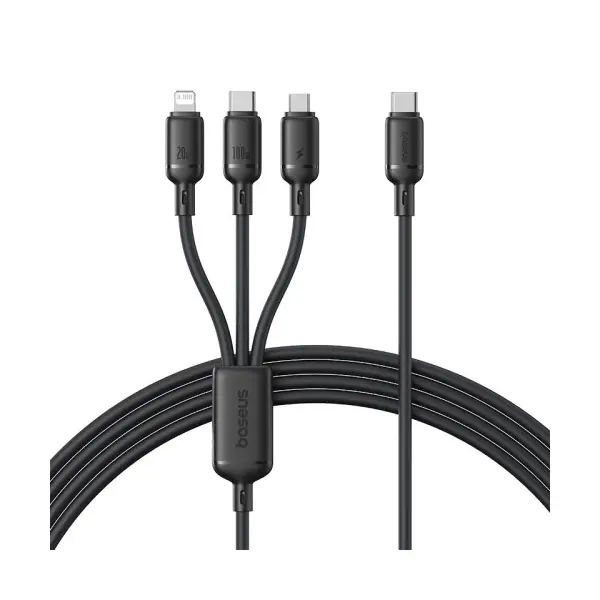 КАБЕЛЬ PD BASEUS SILKY 3IN1 TYPE-C TO M+L+C 100W 1.5M, ЧОРНИЙ P10377706123-00