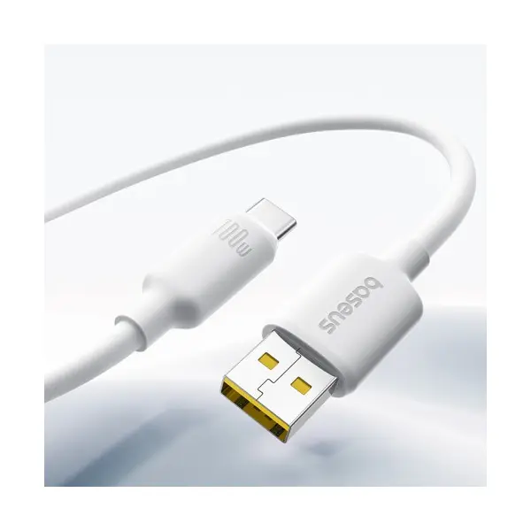 КАБЕЛЬ BASEUS FOAMED SILICONE USB-A TO TYPE-C 100W 2M, БІЛИЙ E0426805