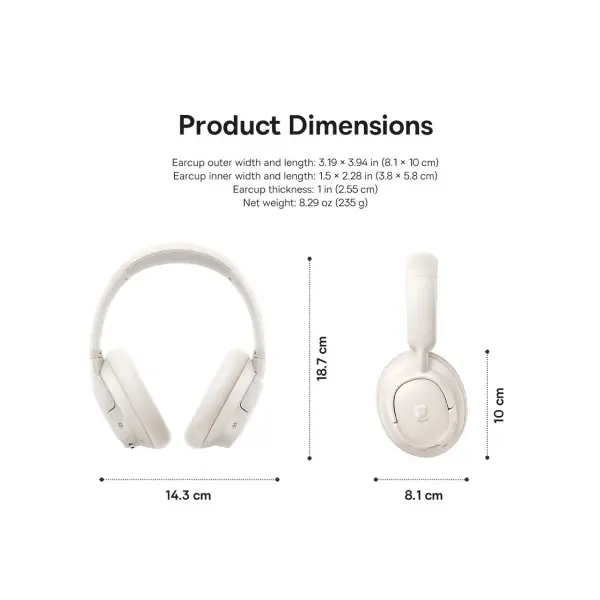 MR4_147499 Навушники baseus bass bh1 nc wireless noise cancelling headphones, білий a0203702 