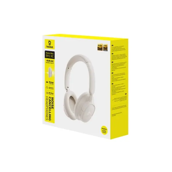 MR4_147499 Навушники baseus bass bh1 nc wireless noise cancelling headphones, білий a0203702 