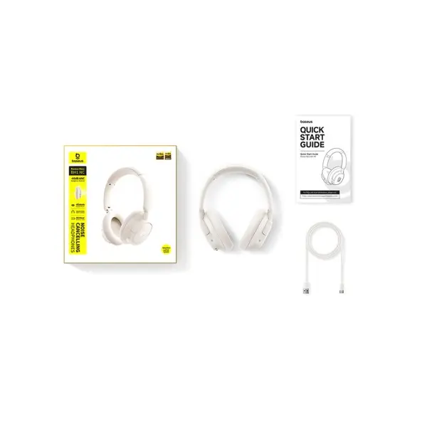 MR4_147499 Навушники baseus bass bh1 nc wireless noise cancelling headphones, білий a0203702 