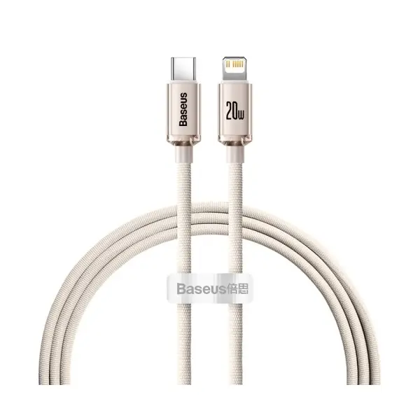 КАБЕЛЬ PD BASEUS CRYSTAL SHINE SERIES FAST CHARGING TYPE-C TO LIGHTNING 20W 1.2M РОЖЕВИЙ CAJY001304
