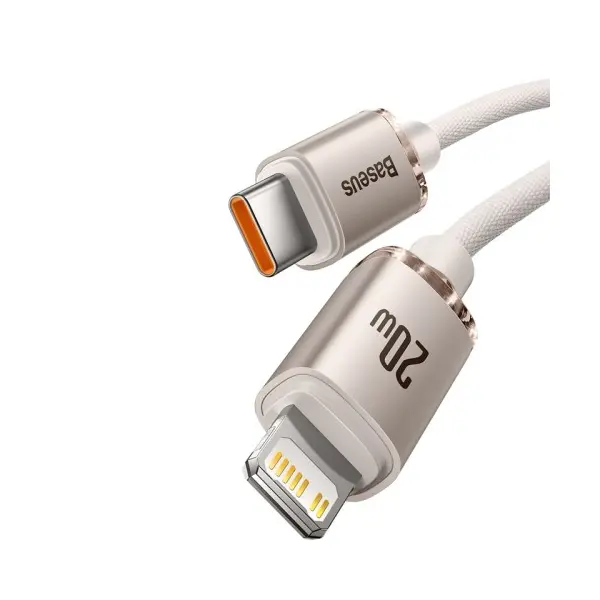 КАБЕЛЬ PD BASEUS CRYSTAL SHINE SERIES FAST CHARGING TYPE-C TO LIGHTNING 20W 1.2M РОЖЕВИЙ CAJY001304