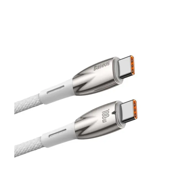 MR4_147467 Кабель pd baseus glimmer series fast charging data cable type-c to type-c 100w 1m, білий cadh000702 
