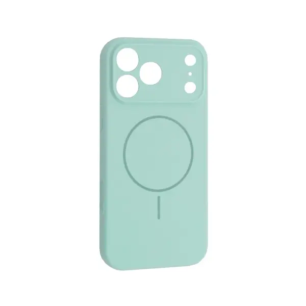 ЧОХОЛ SILICONE CASE FULL CAMERA FINE RING MAGSAFE ДЛЯ IPHONE 17 PRO MAX LIGHT CYAN