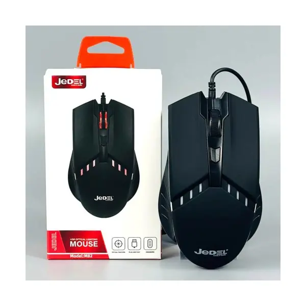 КОМПЮТЕРНА МИШКА JEDEL M82 LED (ДРОТОВА), ЧОРНИЙ