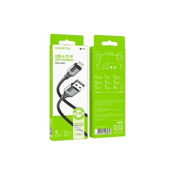 КАБЕЛЬ BOROFONE BX101 CREATOR ДЛЯ LIGHTNING 2,4A, 1M, ЧОРНИЙ