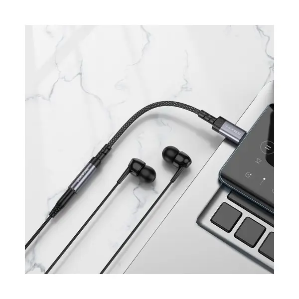 MR4_152003 Адаптер borofone bv24 graceful digital audio converter cable type-c to 3.5mm, сірий металік 