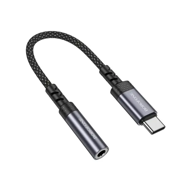 MR4_152003 Адаптер borofone bv24 graceful digital audio converter cable type-c to 3.5mm, сірий металік 