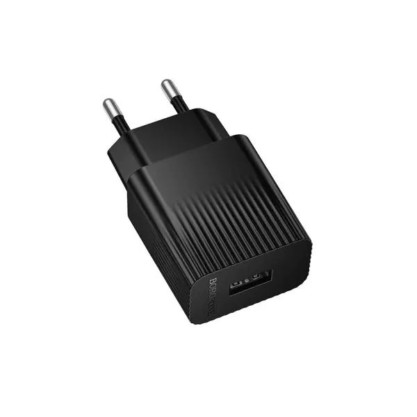 МЕРЕЖЕВИЙ ЗАРЯДНИЙ ПРИСТРІЙ BOROFONE BAS71A SOURCE 1USB, 2.1A, ЧОРНИЙ