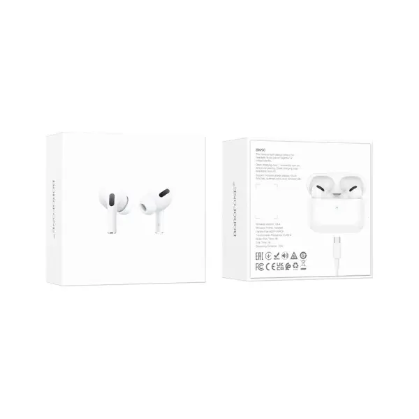 НАВУШНИКИ БЕЗДРОТОВІ BOROFONE BW90 TRUE WIRELESS STEREO HEADSET TWS, БІЛИЙ