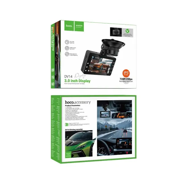 MR4_151847 Відеореєстратор hoco dv14 3 screen display driving recorder (720p), чорний HOCO