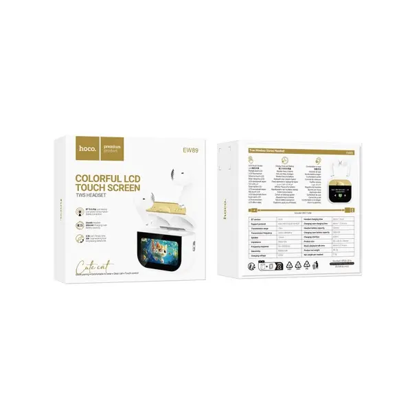 MR4_151848 Навушники бездротові hoco ew89 kissa true wireless touch screen bt headset, білий 