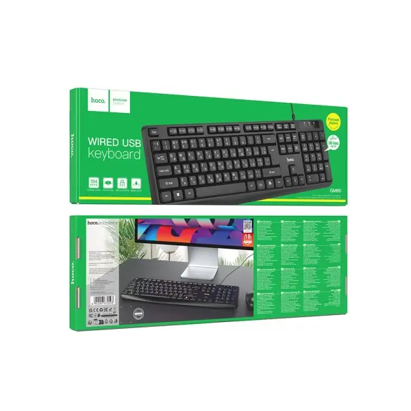 КОМПЮТЕРНА КЛАВІАТУРА HOCO GM60 COOL WIRED KEYBOARD (RUSSIAN VERSION), ЧОРНИЙ