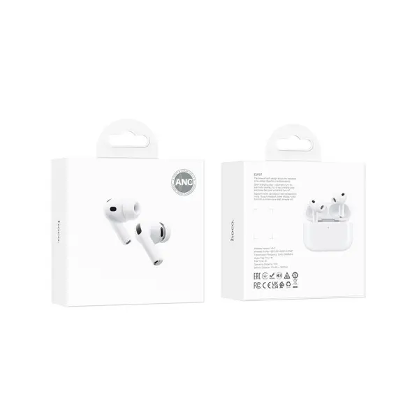 НАВУШНИКИ БЕЗДРОТОВІ HOCO EW97 TRUE WIRELESS ANC NOISE ЧЕРВОНИЙUCTION BT HEADSET, БІЛИЙ
