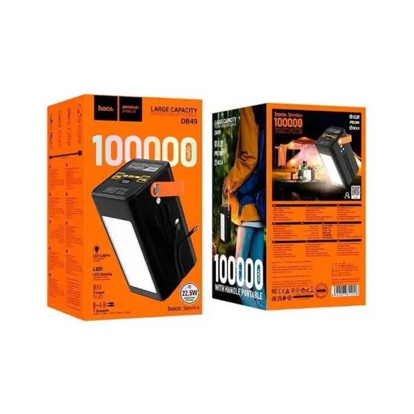 ЗОВНІШНІЙ АКУМУЛЯТОР POWER BANK HOCO DB49 ACTION 22.5W FULLY COMPATIBLE 100 000MAH, ЧОРНИЙ