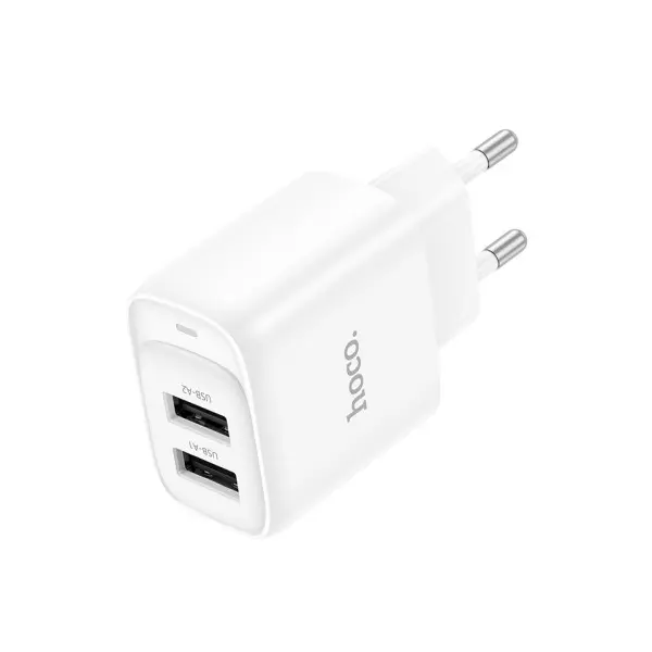 MR4_152119 Мережевий зарядний пристрій hoco c141a smart dual-port charger (eu) 5v, 2.1a, білий 