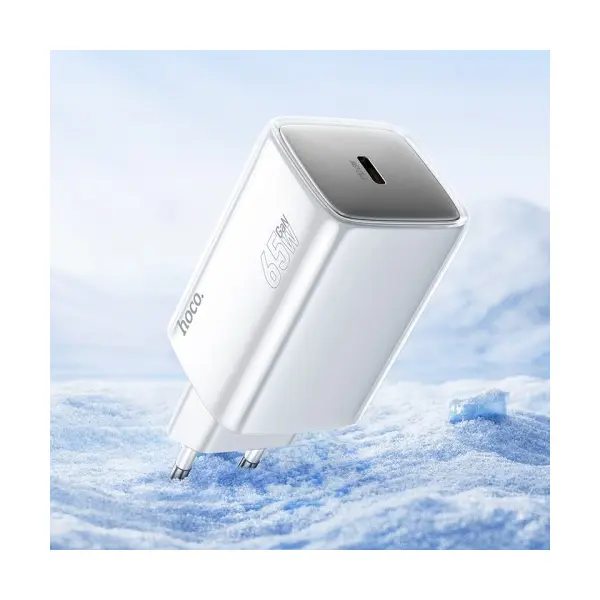 МЕРЕЖЕВИЙ ЗАРЯДНИЙ ПРИСТРІЙ HOCO N48 GLORIOUS SINGLE PORT PD65W CHARGER (EU), БІЛИЙ