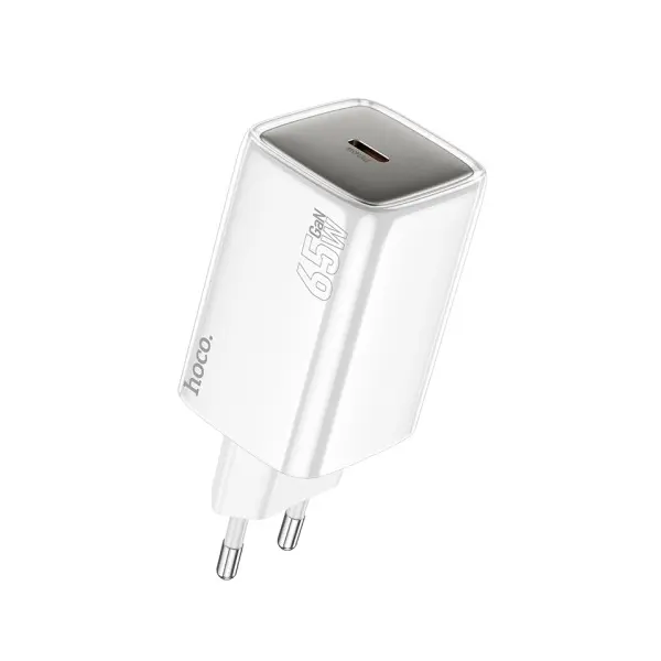 МЕРЕЖЕВИЙ ЗАРЯДНИЙ ПРИСТРІЙ HOCO N48 GLORIOUS SINGLE PORT PD65W CHARGER (EU), БІЛИЙ