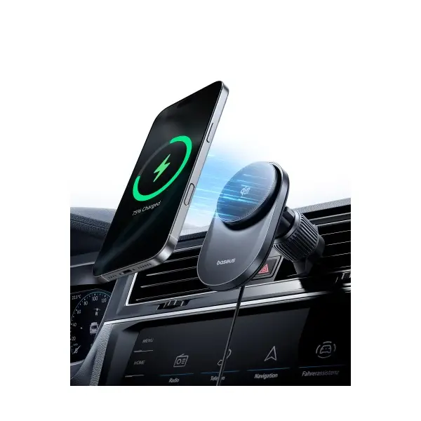 БЕЗДРОТОВИЙ АВТОМОБІЛЬНИЙ ЗАРЯДНИЙ ПРИСТРІЙ BASEUS PRIMETRIP VC2 PRO MAGNETIC WIRELESS CHARGING QI2.2 25W, ЧОРНИЙ C0013N00