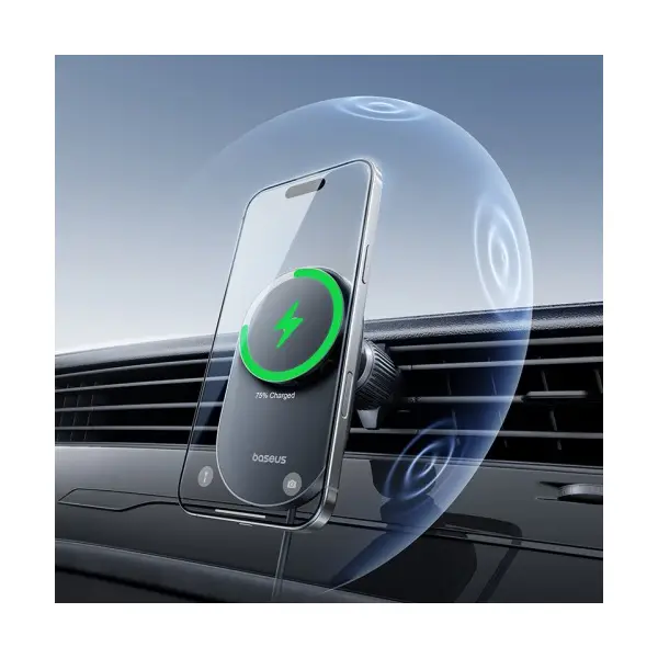 БЕЗДРОТОВИЙ АВТОМОБІЛЬНИЙ ЗАРЯДНИЙ ПРИСТРІЙ BASEUS PRIMETRIP VC2 PRO MAGNETIC WIRELESS CHARGING QI2.2 25W, ЧОРНИЙ C0013N00