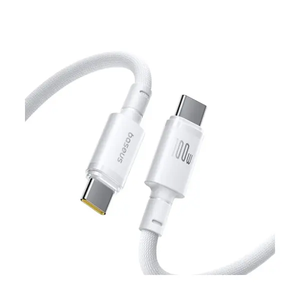 КАБЕЛЬ PD BASEUS NEW BRAIDED TYPE-C TO TYPE-C 100W 1M, БІЛИЙ E0426V01
