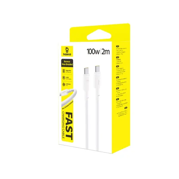 MR4_152059 Кабель pd baseus new braided type-c to type-c 100w 2m, білий e0426v02 