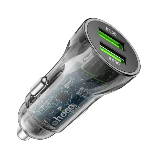 АВТОМОБІЛЬНИЙ ЗАРЯДНИЙ ПРИСТРІЙ HOCO Z47 TRANSPARENT DISCOVERY EDITION 2USB, 20W, QC3.0 + MICRO CABLE, ЧОРНИЙ
