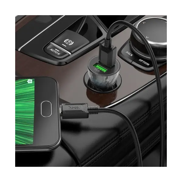 АВТОМОБІЛЬНИЙ ЗАРЯДНИЙ ПРИСТРІЙ HOCO Z47 TRANSPARENT DISCOVERY EDITION 2USB, 20W, QC3.0 + MICRO CABLE, ЧОРНИЙ
