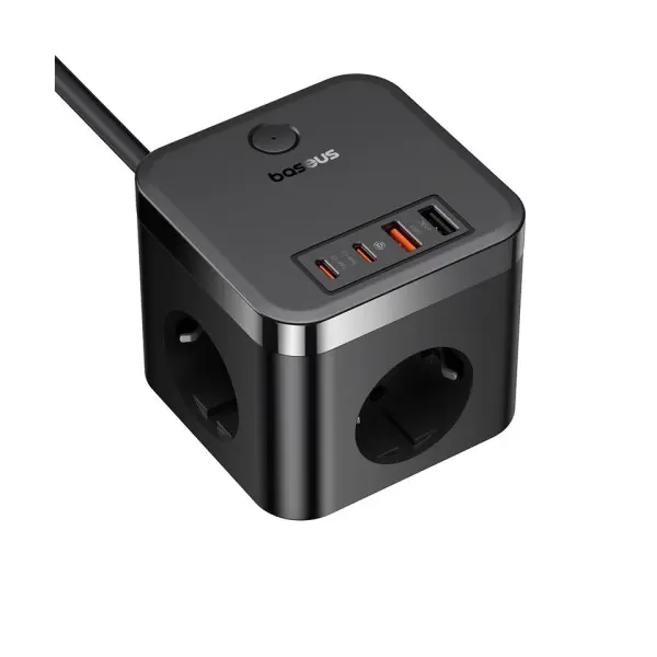 MR4_152080 Мережевий зарядний пристрій baseus powercombo cube power strip 3ac+2u+2c 30w 1.5m eu, чорний e00066400117-00 