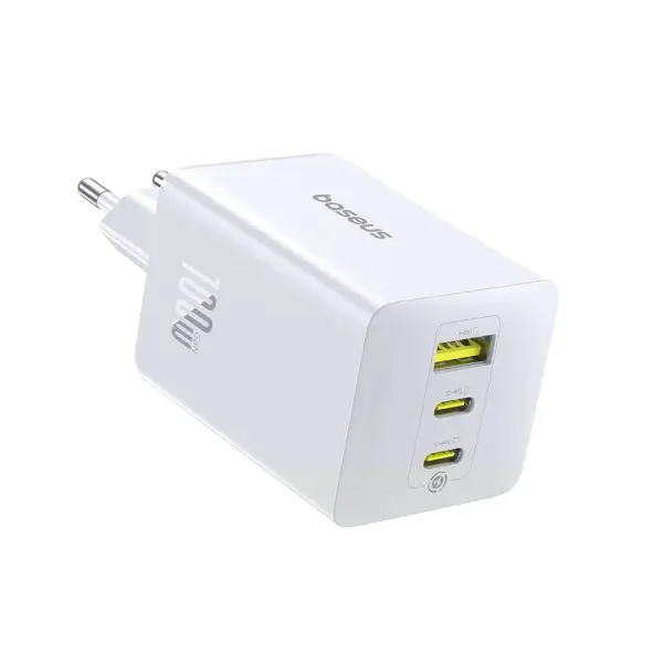 МЕРЕЖЕВИЙ ЗАРЯДНИЙ ПРИСТРІЙ BASEUS ENERFILL FE11 FAST CHARGER 2C+U 100W EU, БІЛИЙ P10182102213-00