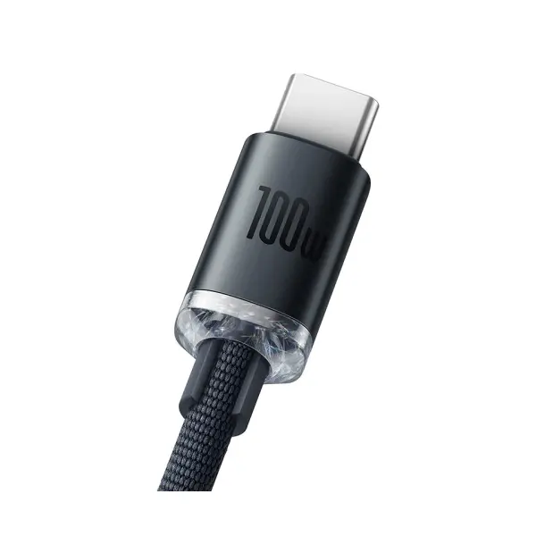 КАБЕЛЬ BASEUS CRYSTAL SHINE SERIES FAST CHARGING DATA USB-A TO TYPE-C 100W 2M, ЧОРНИЙ CAJY000501