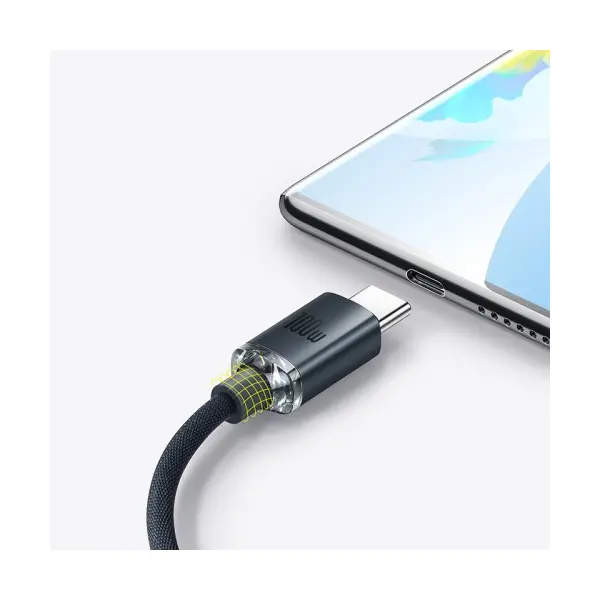 КАБЕЛЬ BASEUS CRYSTAL SHINE SERIES FAST CHARGING DATA USB-A TO TYPE-C 100W 2M, ЧОРНИЙ CAJY000501