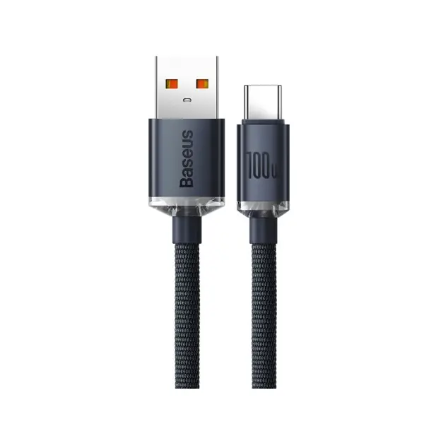 КАБЕЛЬ BASEUS CRYSTAL SHINE SERIES FAST CHARGING DATA USB-A TO TYPE-C 100W 2M, ЧОРНИЙ CAJY000501