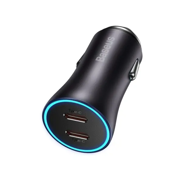 АВТОМОБІЛЬНИЙ ЗАРЯДНИЙ ПРИСТРІЙ BASEUS GOLDEN CONTACTOR PRO DUAL FAST CHARGER CAR CHARGER TYPE-C TO TYPE-C 40W DARK, CGJP000013, СІРИЙ