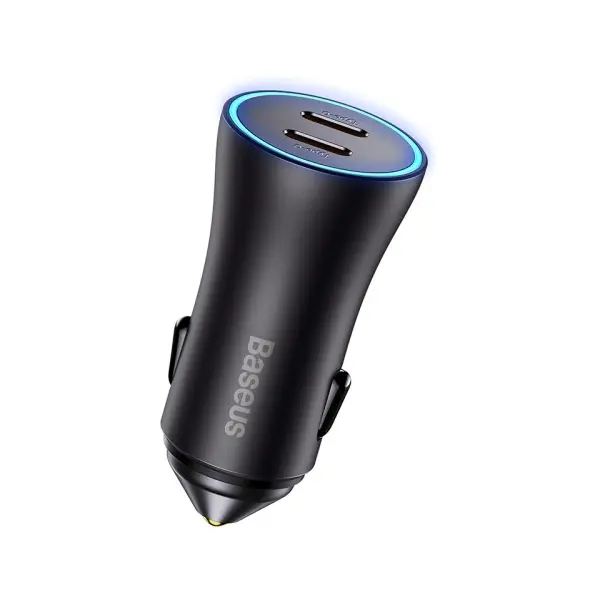 АВТОМОБІЛЬНИЙ ЗАРЯДНИЙ ПРИСТРІЙ BASEUS GOLDEN CONTACTOR PRO DUAL FAST CHARGER CAR CHARGER TYPE-C TO TYPE-C 40W DARK, CGJP000013, СІРИЙ