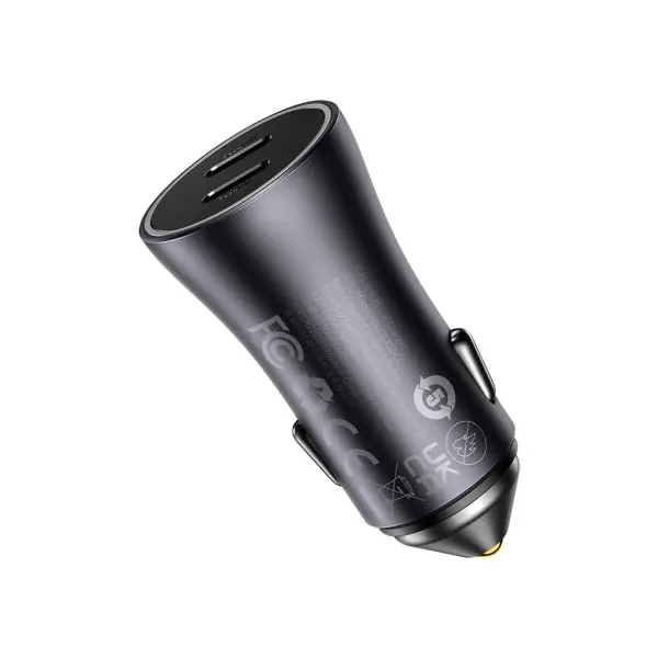 АВТОМОБІЛЬНИЙ ЗАРЯДНИЙ ПРИСТРІЙ BASEUS GOLDEN CONTACTOR PRO DUAL FAST CHARGER CAR CHARGER TYPE-C TO TYPE-C 40W DARK, CGJP000013, СІРИЙ