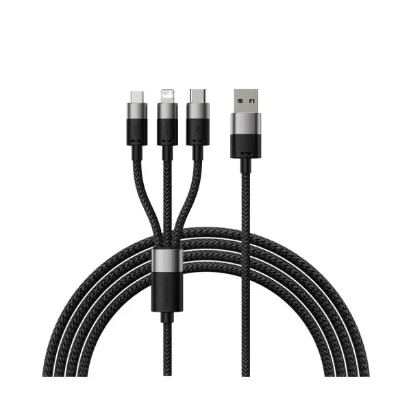 КАБЕЛЬ 3IN1 BASEUS STARSPEED 3IN1 FAST CHARGING DATA CABLE USB-A TO (LIGHTNING, MICRO, TYPE-C) 3.5A 1.2M, ЧОРНИЙ CAXS000001