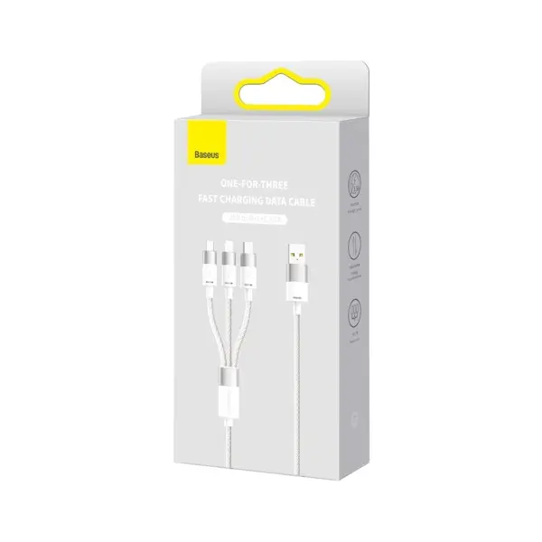 MR4_152078 Кабель 3in1 baseus starspeed 3in1 fast charging data cable usb-a to (lightning, micro, type-c) 3.5a 1.2m, білий caxs000002 