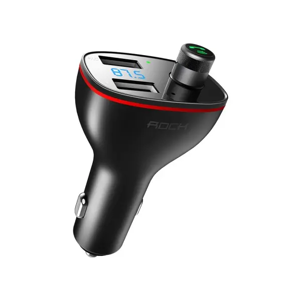 АВТОМОБІЛЬНИЙ ЗАРЯДНИЙ ПРИСТРІЙ + FM МОДУЛЯТОР ROCK B300, BLUETOOTH FM TRANSMITTER, ЧОРНИЙ