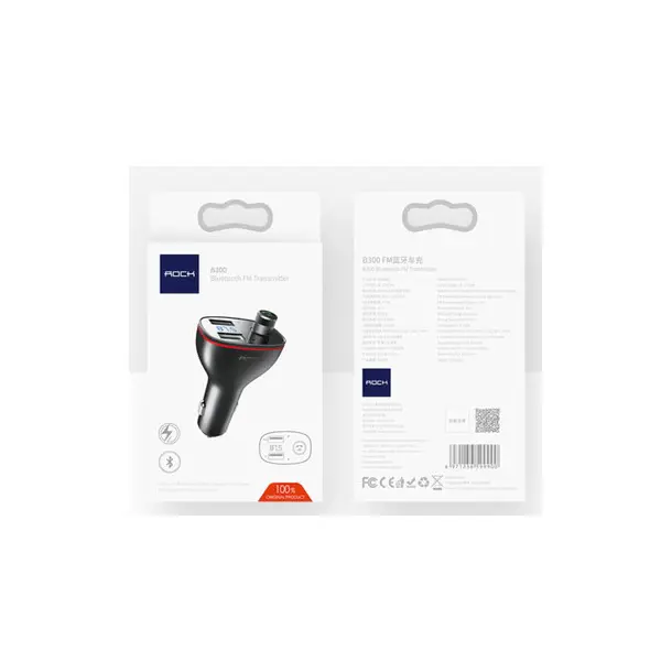 АВТОМОБІЛЬНИЙ ЗАРЯДНИЙ ПРИСТРІЙ + FM МОДУЛЯТОР ROCK B300, BLUETOOTH FM TRANSMITTER, ЧОРНИЙ