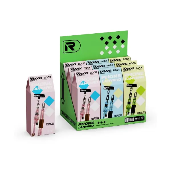 ШНУРОК ROCK (150CM) 8MM З КАРАБІНОМ MULTIFUNCTIONAL GLOW IN THE DARK PHONE LANYARD СИНІЙ