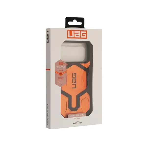 MR4_152276 Чохол ударостійкий uag monarch pro magsafe для iphone 17 pro max (top grain leatherr) помаранчевий 