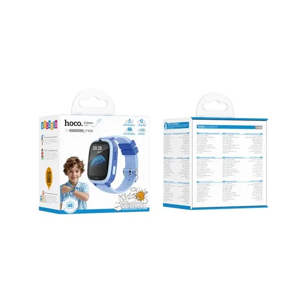 MR4_152320 Смарт-годинник дитячий hoco y106 4g children phone watch синій HOCO