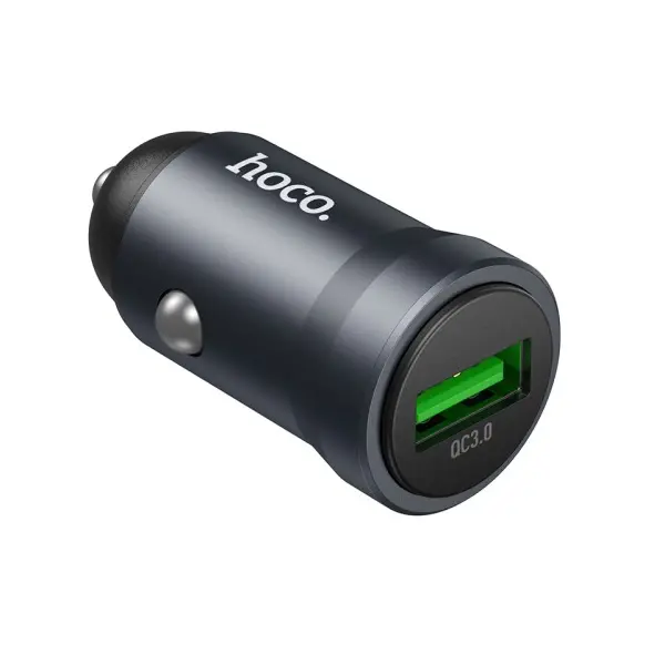 АВТОМОБІЛЬНИЙ ЗАРЯДНИЙ ПРИСТРІЙ HOCO Z62 ENERGY SINGLE-PORT QC3.0 CAR CHARGER METAL, СІРИЙ