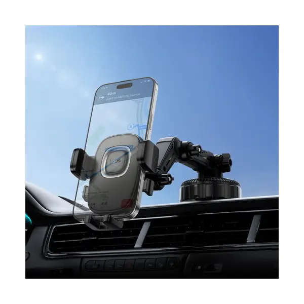 АВТОТРИМАЧ HOCO H89 CROWN LARGE SUCTION CUP CAR HOLDER (CENTER CONSOLE), ЧОРНИЙ METAL, СІРИЙ