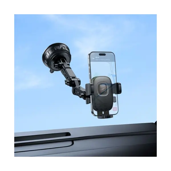 АВТОТРИМАЧ HOCO H89 CROWN LARGE SUCTION CUP CAR HOLDER (CENTER CONSOLE), ЧОРНИЙ METAL, СІРИЙ