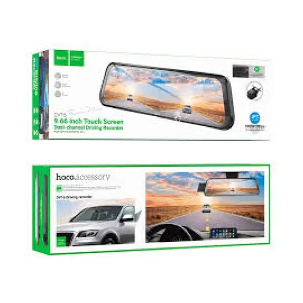 MR4_152326 Відеореєстратор із дзеркалом hoco dv16 9.66 streaming media driving recorder, чорний HOCO